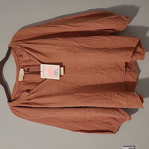 Nation LTD Mimi Romance Tee Gauzy Cotton Women's Large Bisou Boho Blouse Top NEW - Picture 2 of 11